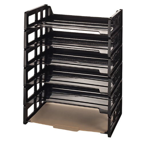 Office Depot® Brand 30% Recycled Ribbed Bottom Stackable Letter Trays, Black, Pack Of 6