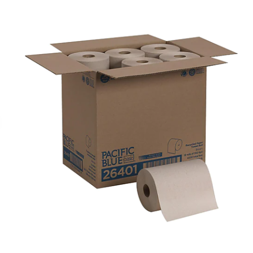 Pacific Blue Basic Recycled Hardwound Paper Towels, 12 Rolls/Carton (26401)