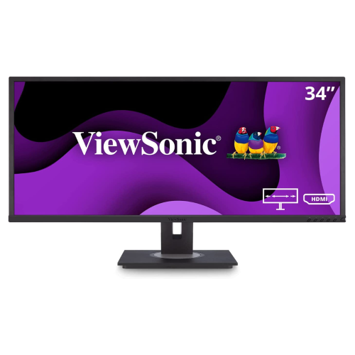 ViewSonic VG3448 34 Inch Ultra-Wide 21:9 WQHD Ergonomic Monitor with HDMI DisplayPort USB, 40 Degree Tilt and FreeSync for Home and Office