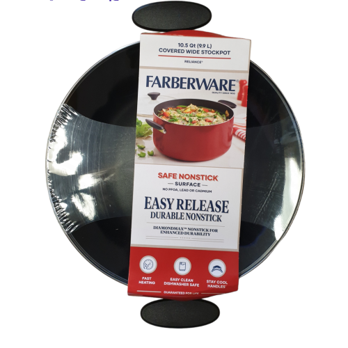 Farberware Reliance 10qt Aluminum Nonstick Wide Stock Pot Red