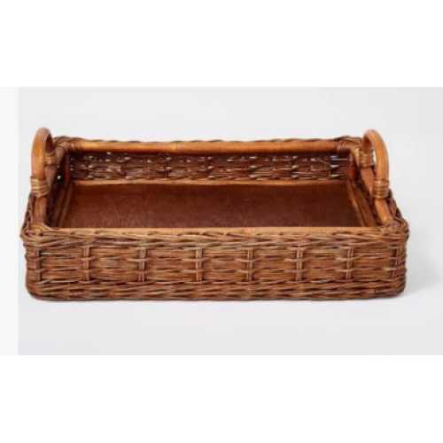  Handcrafted Rattan Wicker Tray By Threshold With Tags