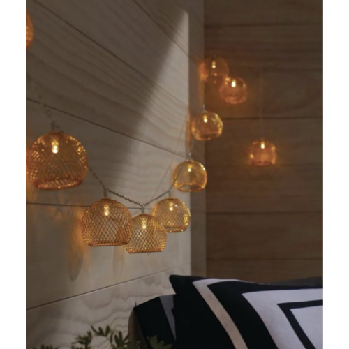 Hampton Bay Indoor 12 ft. Battery Operated Metal Integrated LED String Lights (10-Light)