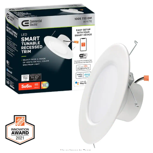 5 in./6 in. Smart Color Selectable CCT Integrated LED Recessed Light Trim Powered by Hubspace Pack of 2