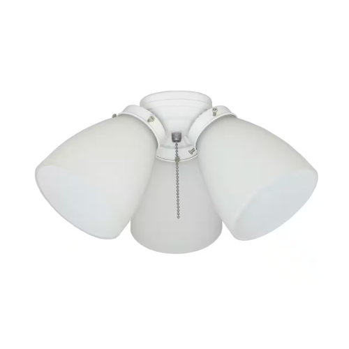 3-Light White Ceiling Fan Shades LED Light Kit