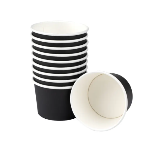 Coppetta 4 oz Round Black Paper To Go Cup - 3" x 3" x 2 1/2" - 50 count box