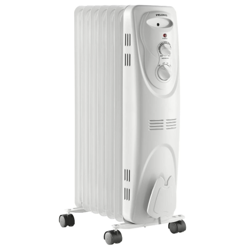 PELONIS PHO15A2AGW, Basic Electric Oil Filled Radiator, 1500W Portable Full Room Radiant Space Heater with Adjustable Thermostat, White, 26.10 x 14.20 x 11.00 in