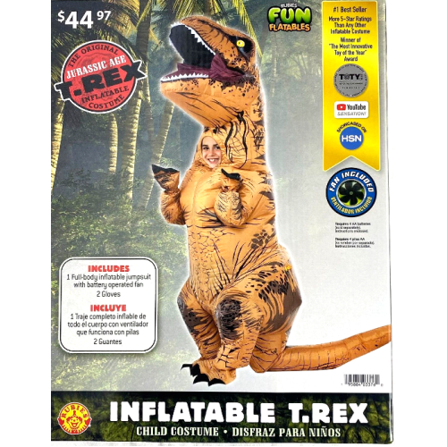 Jurassic Age Child Halloween T-Rex Inflatable Costume - Fan Included