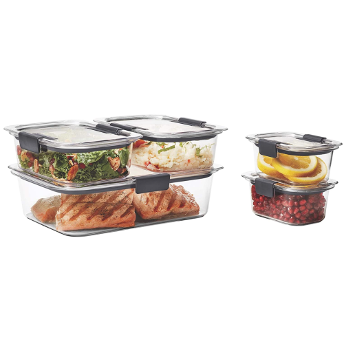 Rubbermaid Brilliance Leak-Proof Food Storage Containers with Airtight Lids, Set of 5 (10 Pieces Total) |BPA-Free & Stain Resistant Plastic