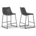  Set of 2 Adan Iron Frame Vintage Grey Faux Leather Counter Stool