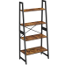 VASAGLE Ladder Shelf, Bookshelf, 4-Tier Standing Shelf for Living Room, Bedroom, Kitchen, Bamboo Frame, Easy Assembly, Industrial Style, Rustic Brown and Black