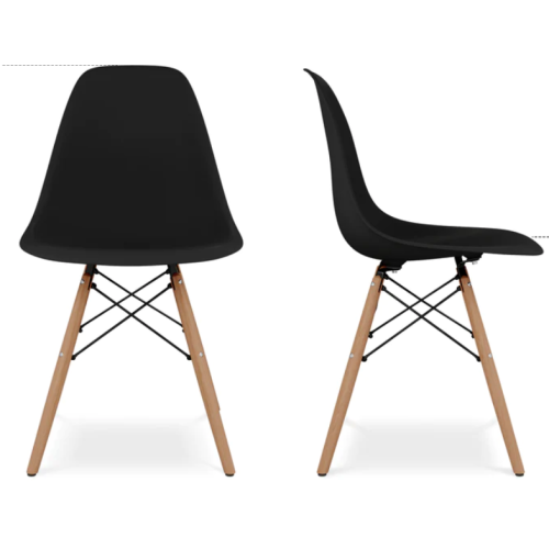 Molded Plastic Side Chair with natural wood legs