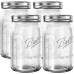 Mason Jars Wide Mouth 32 oz Bundle with Non Slip Jar Opener brand BHL Jars - Set of 4 Quart Size Mason Jars - Canning Glass Jars with Lids