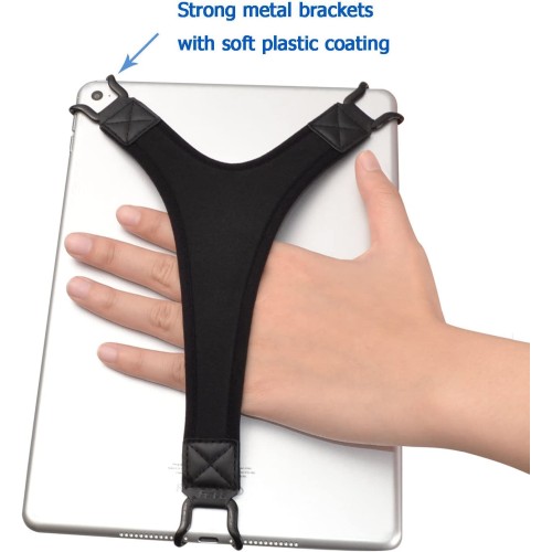 TFY Security Hand Strap Holder Finger Grip for Tablets -Compatible with iPad Air/iPad Pro 9.7Inch / Samsung Galaxy Tab 10.1Inch / Tab 4 10.1Inch / Tab Pro 10.1Inch / Tab S 10.5 (Black)