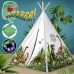W&O Dinosaur Kids Teepee Tent with Roar Button, LED Lights & Plush Mat - The Most Stable Teepee Tent for Kids - Dinosaur Tent - Dinosaur Toys for Kids Play Tent - Kids Tent Indoor - Toddler Tent