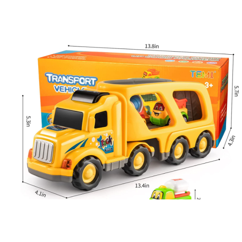 Construction Truck Toys for 3 4 5 6 Year Old Boys, 3-in-1 Friction Power Toy for Kids 3-5, Carrier Truck Cars for Toddlers 3+, Kids Toys Set for Age 3-9, Christmas for 3+