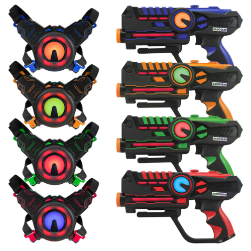 ArmoGear Laser Tag – Laser Tag Guns with Vests Set of 4 – Multi Player Lazer Tag Set for Kids Toy for Teen Boys & Girls – Outdoor Game for Kids, Adults and Family – Ages 8+