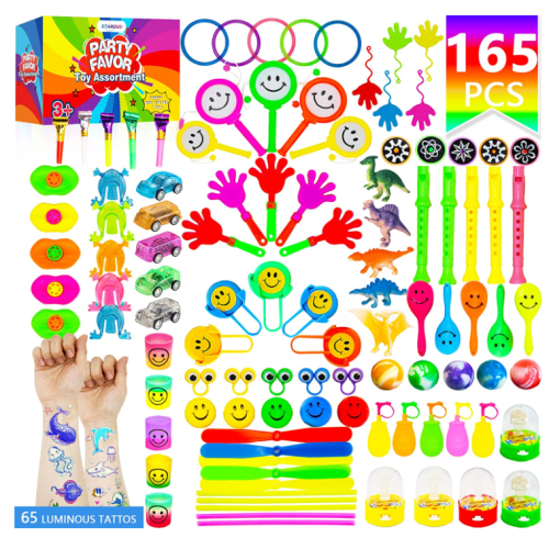 165 PCS Party Favors for Kids, Party Favors Bulk Goodie Bag Stuffers Fillers Pinata Stuffers Carnival Prize Classroom Rewards for Halloween Party, Treasure Box Chest Toys