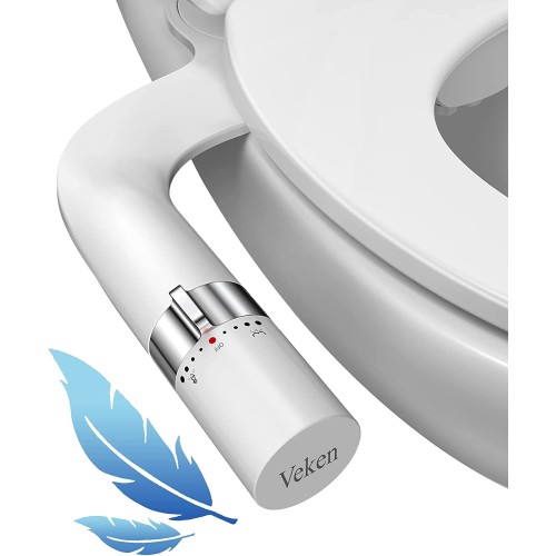 Veken Ultra-Slim Bidet Attachment for Toilet, Dual Nozzle (Feminine/Posterior Wash) Hygienic Bidet Toilet, Adjustable Water Pressure Fresh Water Sprayer Baday with Brass Inlet