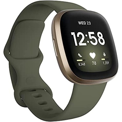 Fitbit Versa 3 Health & Fitness Smartwatch with GPS, 24/7 Heart Rate, Alexa Built-in, 6+ Days Battery, Olive/Soft Gold, One Size (S & L Bands Included)