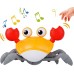 NEXTAKE Crawling Crab Toy, Funny Electronic Auto-Induction Runaway Crab Toddlers Interactive Walking Crab Rechargeable Smart Obstacle-aovidance Crab with Music and Lights (Orange)