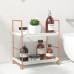 FSyueyun 2-Tier Makeup Shelf Organizer, Kitchen Spice Rack or Bathroom Countertop Organizer Vanity Bedroom Storage Tray (Rose Gold)