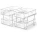2 SET, 2 Tier Clear Organizer with Dividers, Multi-Purpose Slide-Out Storage Container, Bathroom Vanity Counter Organizing Tray, Under Sink Closet Organization, Kitchen Pantry Medicine Cabniet Bins