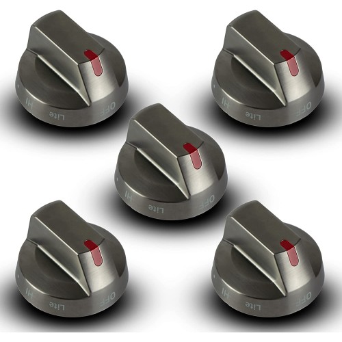 Top Burner Control Dial Knob Range Oven Replacement Stainless Steel Compatible with Samsung Range Oven Gas Stove Knob NX58F5700WS NX58H5600SS NX58H5650WS NX58J7750SS (5pcs)
