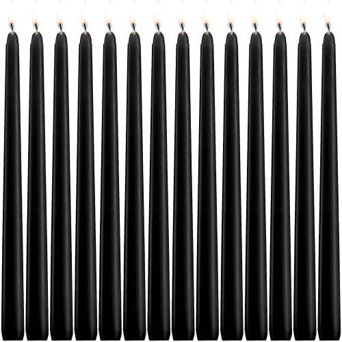 YIHANG Black Taper Candles - Set of 14 Dripless Candles - 10 inch Tall, 3/4 inch Thick - 7.5 Hour Clean Burning