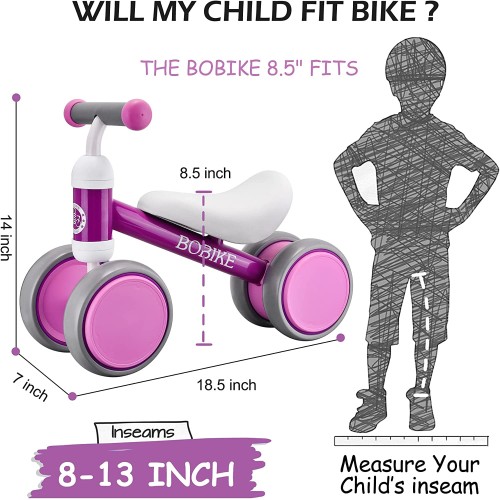Baby Balance Bike Toys for 1 Year Old Gifts Boys Girls 10-24 Months Kids Toy Toddler Best First Birthday Gift Children Walker No Pedal Infant 4 Wheels Bicycle … (Purple)