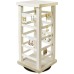 Ikee Design Wash White Color Wood Rotating Jewelry Tower, Earring and Earring Card Storage Display Holder Stand for Store, Showcase, Tradeshow and Home, 7" W X 7" D X 14 7/8" H
