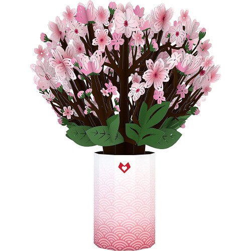 Lovepop Cherry Blossom Paper Bouquet Pop Up Card, 10.25x7-3D Paper Flower Greeting Card, Spring Card for Wife, Mom or Friend, Anniversary Pop Up Paper Bouquet, Thinking of You