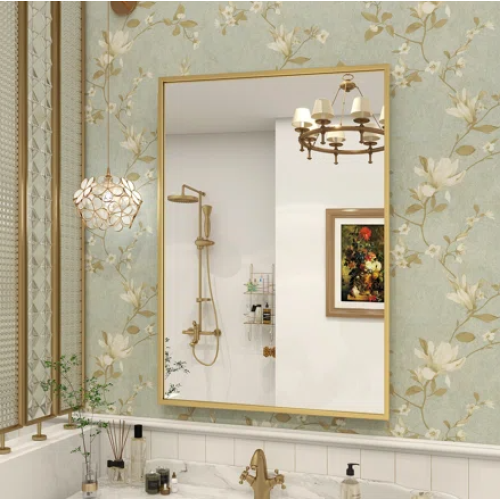 Idina Rectangle Metal Wall Mirror Gold 28x20