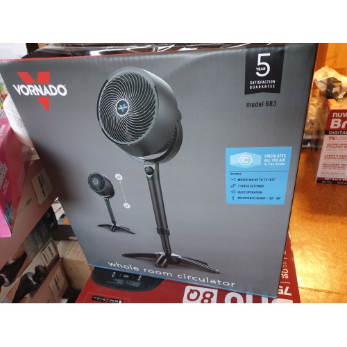 Vornado 38-in 3-Speed Indoor Black Pedestal Fan