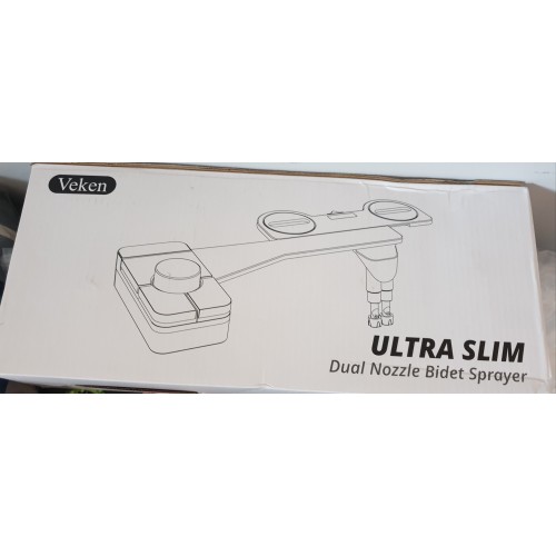 Veken Ultra-Slim Bidet Attachment for Toilet, Dual Nozzle (Feminine/Posterior Wash) Hygienic Bidet Toilet, Adjustable Water Pressure Fresh Water Sprayer Baday with Brass Inlet