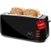 Elite Gourmet ECT4829B# Long Slot 4 Slice Toaster, Reheat 6 Toast Settings, Defrost, Cancel Functions, Built-in Warming Rack, Extra Wide Slots for Bagels Waffles, Black