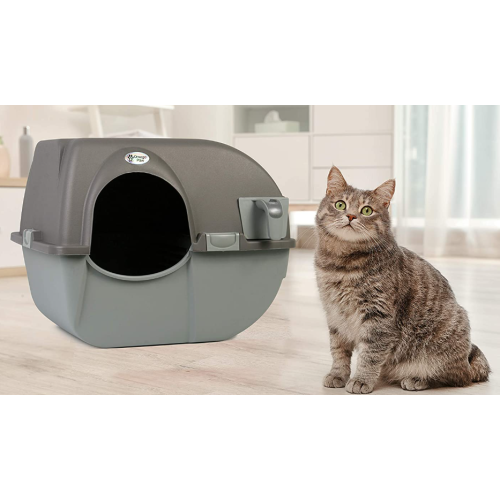 Omega Paw NRA15 Self Cleaning Litter Box Regular Size,Grey