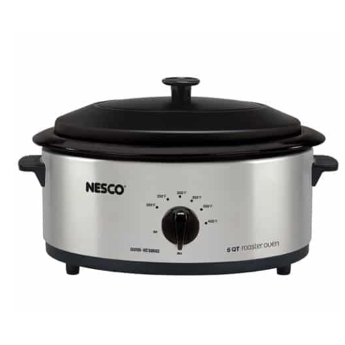 NESCO 4816-25PR, Roaster Oven with Porcelain Cookwell, Stainless Steel, 6 quart, 750 watts