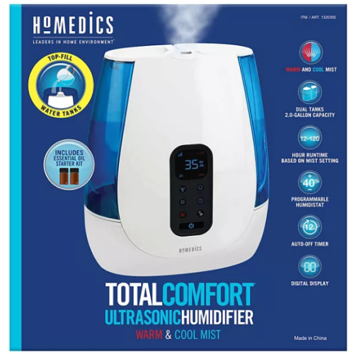 HoMedics 120-Hour Warm and Cool Mist Ultrasonic Humidifier with Aromatherapy