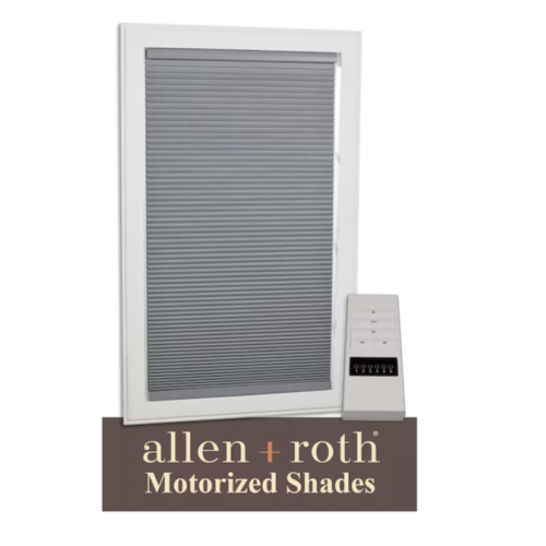allen + roth 34-in x 72-in Gray Blackout Cordless Motorized Cellular Shade