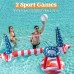 Pool Floats Set American Flag Volleyball Net & Basketball Hoops, Swimming Pool Game Toy for Kids and Adults, Floating, Volleyball Court (105”x28”x35”)|Basketball (27”x23”x27”), Red White