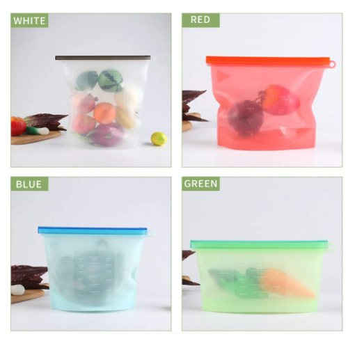 Colorful Silicone Food Bags（4 pack）Reusable Silicone Food Bag（thickening type；random color） (2000ml+2x 1500ml+1000ml)