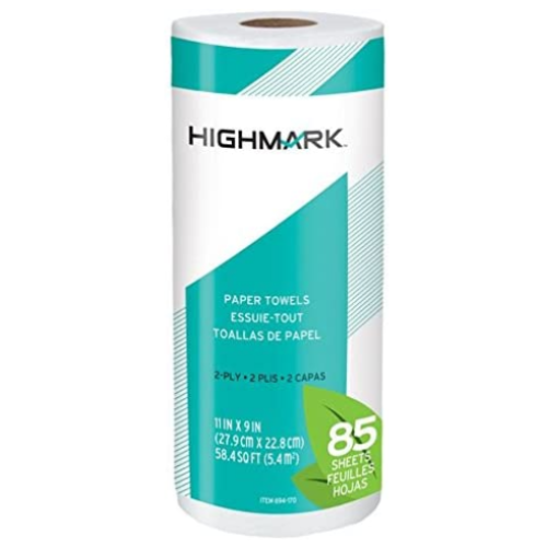 Highmark® Brand 100% Recycled 2-Ply Paper Towels, 11" x 9", 85 Sheets Per Roll, 5 Rolls