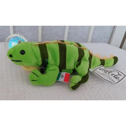  Coca-Cola BeanBaby Iguana - Mexico with Tag Protector