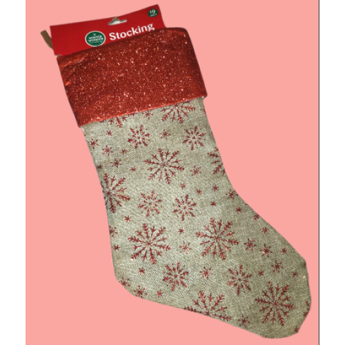 Burlap and Glitter Stocking Large 19 in