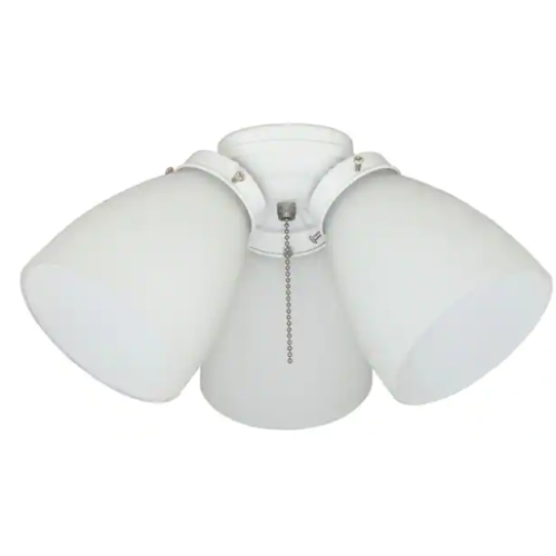 3-Light White Ceiling Fan Shades LED Light Kit