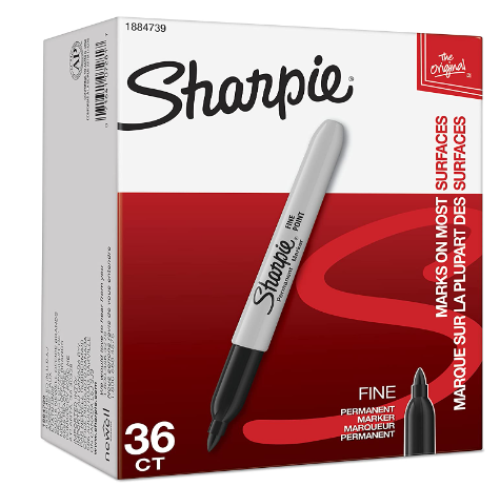 Sharpie Permanent Markers, Fine Point, Black, 36 Count