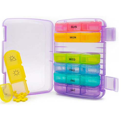 Weekly Pill Organizer 3 Times a Day, Travel 7 Day Pill Case Daily Medicine Organizer Pill Container with Large Compartments for Medication, Vitamins, Fish Oils and Supplements