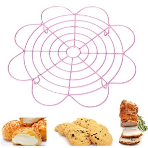 Cooling Cooking Rack Like Round Flower,Non Stick Stainless Steel Wire Racks, Pack Cooling Racks For Cakes, Biscuits, Bread, Pizza, Etc.Oven Dishwasher Safe.Pink Purple