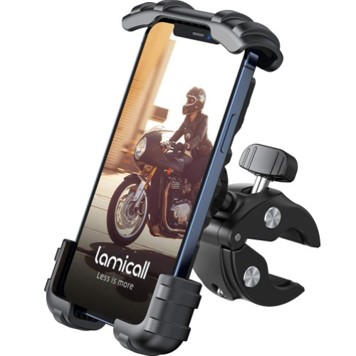 Lamicall One-Handed Operation Bicycle Motorcycle Scooter ATV Handlebar Phone Holder for iPhone 12/11 Pro Max/X/XS, Galaxy S10 and 4.7-6.8 inch - Black