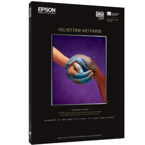 Epson S041637 Velvet Fine Art Paper, 13 x 19, White (Pack of 20 Sheets)